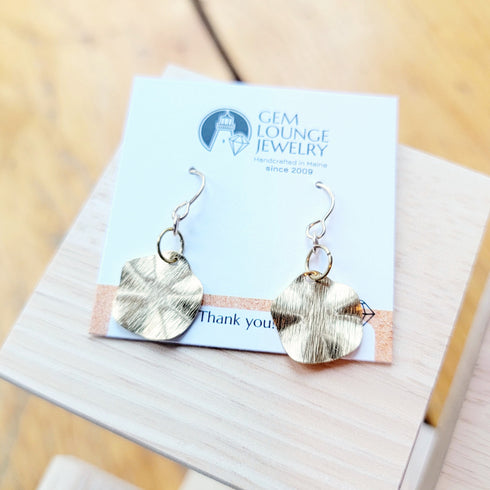 Minimalist Wavy Disc Gold Earrings